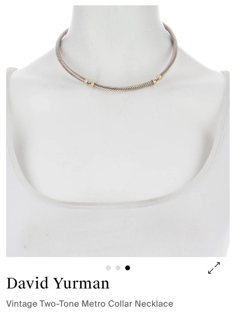 🗽🩶David Yurman Two-Tone Cable Collar Necklace in Silver and Gold